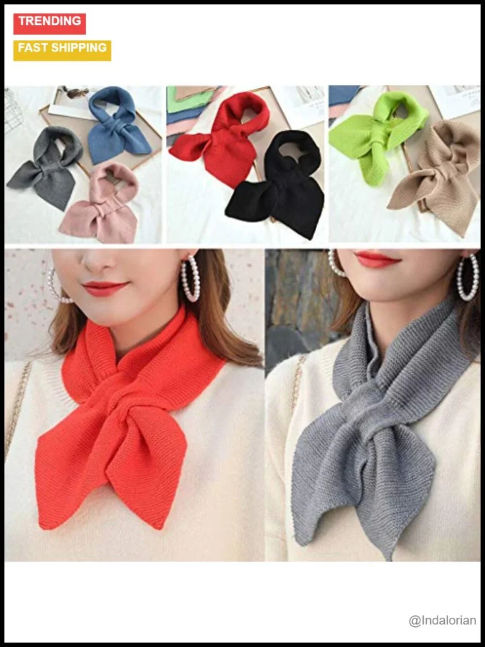 Knit Infinity Scarf with Loophole Design Winter Warm Solid Color